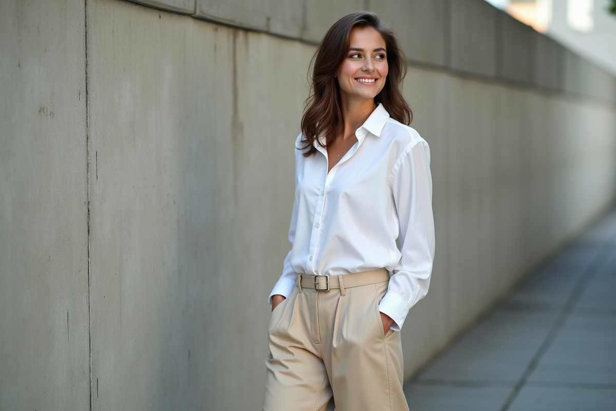Jeune femme mode urbaine debout contre un mur en béton