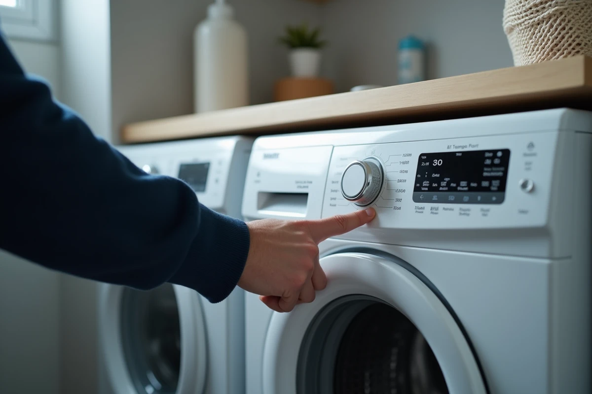 Réglage du programme délicat à 30°C sur le lave-linge pour laver des Converse