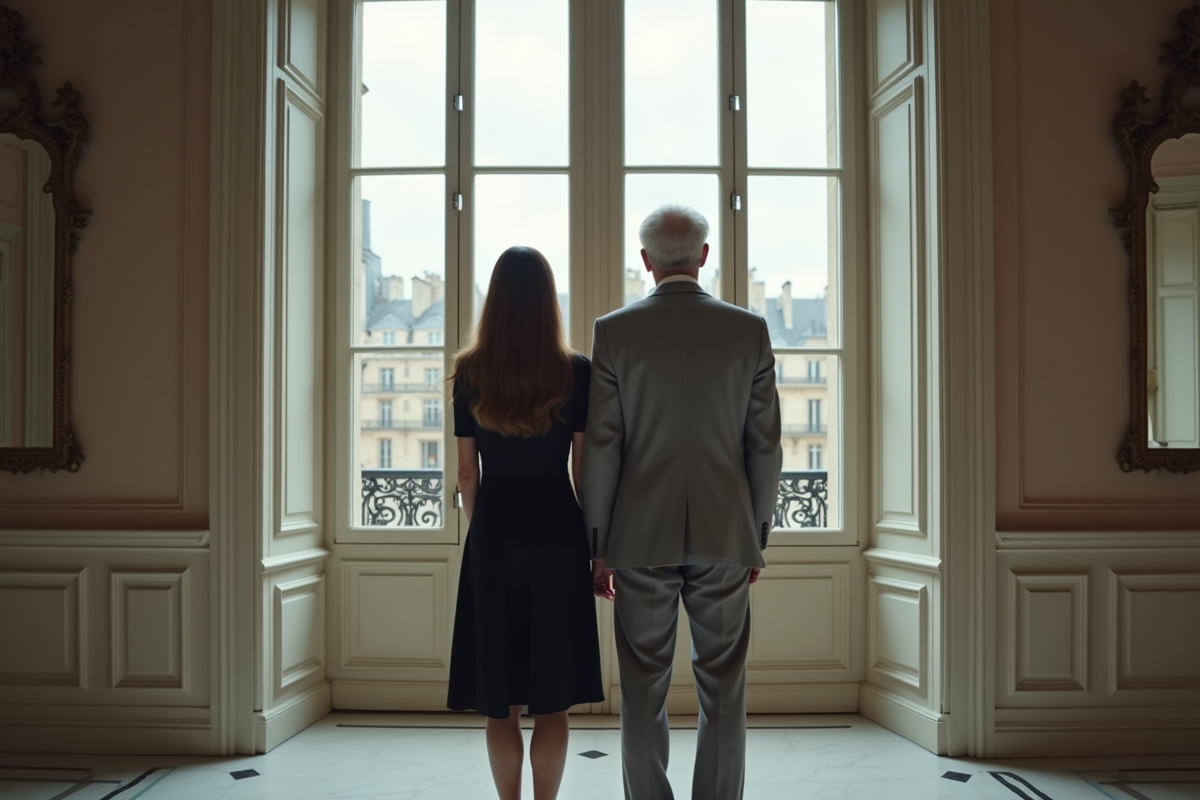 Jeune femme et homme dans un appartement parisien élégant